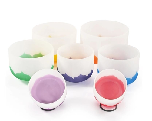 Fabricant direct Frosted Lotus Chakra Crystal Singing Bowl toutes sortes de tailles et de notes de chakra