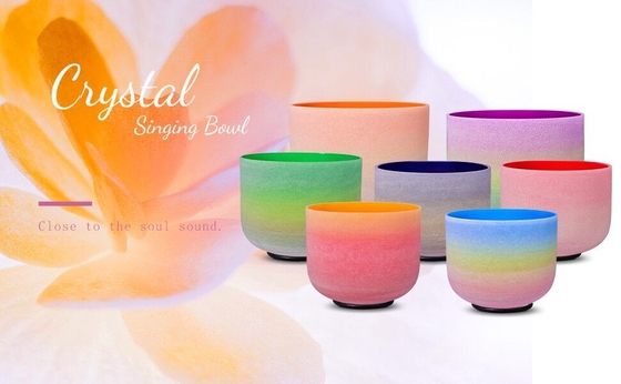 Ensemble de 8-14 bols chantants en cristal Rainbowl Color pour la guérison sonore avec sacs de transport