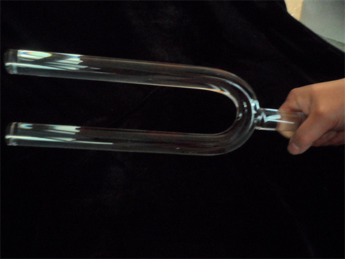 Diapason en cristal de quartz transparent, grand et petit, avec étui de transport