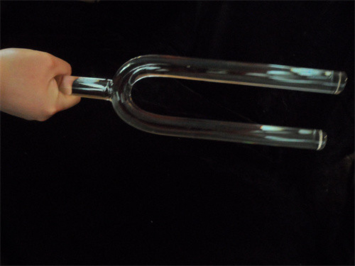 Diapason en cristal de quartz transparent, grand et petit, avec étui de transport