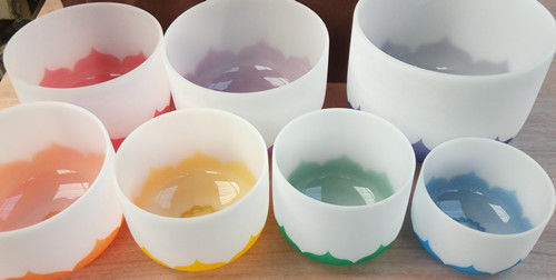 Chakra Lotus Quartz Cristal Bowl chantant Ensemble complet Prix en gros avec le temps de réverbération