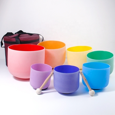 Ensemble de bols chantants en cristal givré de couleur