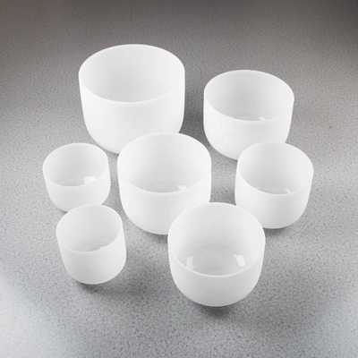 Bols chantants en quartz givré pour la sonothérapie, pour les sept notes de musique
