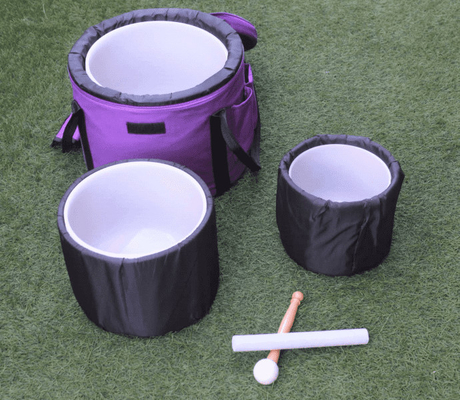 Étui de transport confortable violet fabriqué en fibres fonctionnelles avec des inserts rembourrés épais pour les bols chantants