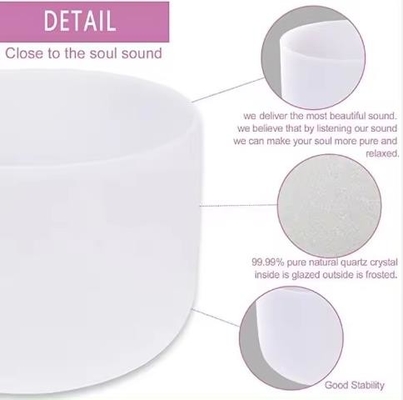Fabricant direct Bouteille à chanter en quartz à chakra blanc réglé avec palette et note de chakra FSB951
