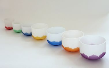 Bol chantant en cristal de quartz givré accordé au chakra Lotus, ensemble de 7"-14"