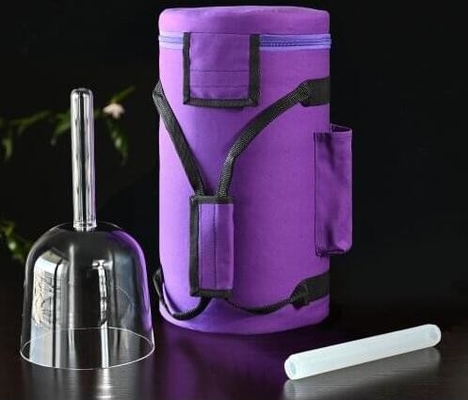 BOLS EN CRISTAL CLAIR AVEC POIGNÉE DE 6 POUCES ET SACS DE TRANSPORT