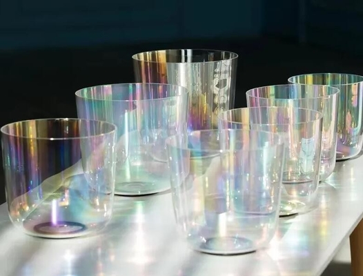 Bols chantants d'alchimie fusionnée transparente avec étui de transport et mailloches