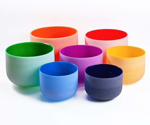 Bols chantants en quartz couleur givrée pour la guérison sonore, vente directe d'usine