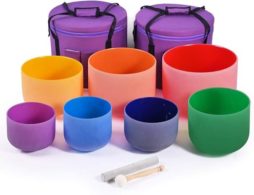 Bols chantants en quartz couleur givrée pour la guérison sonore, vente directe d'usine