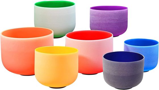 Bols chantants en quartz couleur givrée pour la guérison sonore, vente directe d'usine