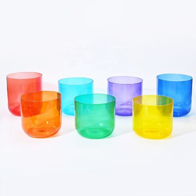 Bols chantants en quartz clair et quartz coloré pour la guérison sonore, avec joints toriques gratuits